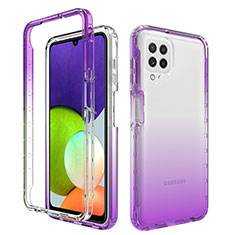 Ultra-thin Transparent Gel Gradient Soft Matte Finish Front and Back Case 360 Degrees Cover for Samsung Galaxy A22 4G Purple