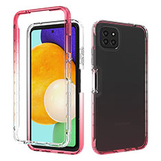 Ultra-thin Transparent Gel Gradient Soft Matte Finish Front and Back Case 360 Degrees Cover for Samsung Galaxy A22s 5G Red