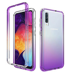 Ultra-thin Transparent Gel Gradient Soft Matte Finish Front and Back Case 360 Degrees Cover for Samsung Galaxy A30S Purple