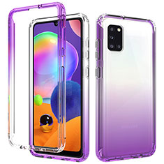 Ultra-thin Transparent Gel Gradient Soft Matte Finish Front and Back Case 360 Degrees Cover for Samsung Galaxy A31 Purple