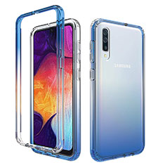 Ultra-thin Transparent Gel Gradient Soft Matte Finish Front and Back Case 360 Degrees Cover for Samsung Galaxy A50 Blue