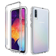 Ultra-thin Transparent Gel Gradient Soft Matte Finish Front and Back Case 360 Degrees Cover for Samsung Galaxy A50 Clear