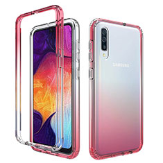 Ultra-thin Transparent Gel Gradient Soft Matte Finish Front and Back Case 360 Degrees Cover for Samsung Galaxy A50 Red