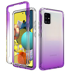 Ultra-thin Transparent Gel Gradient Soft Matte Finish Front and Back Case 360 Degrees Cover for Samsung Galaxy A51 4G Purple