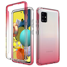 Ultra-thin Transparent Gel Gradient Soft Matte Finish Front and Back Case 360 Degrees Cover for Samsung Galaxy A51 5G Red