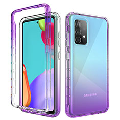 Ultra-thin Transparent Gel Gradient Soft Matte Finish Front and Back Case 360 Degrees Cover for Samsung Galaxy A52 4G Purple