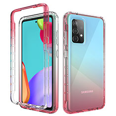 Ultra-thin Transparent Gel Gradient Soft Matte Finish Front and Back Case 360 Degrees Cover for Samsung Galaxy A52 5G Red