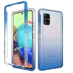 Ultra-thin Transparent Gel Gradient Soft Matte Finish Front and Back Case 360 Degrees Cover for Samsung Galaxy A71 4G A715 Blue