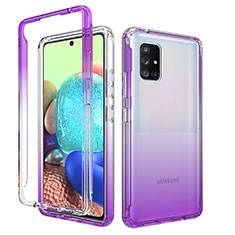 Ultra-thin Transparent Gel Gradient Soft Matte Finish Front and Back Case 360 Degrees Cover for Samsung Galaxy A71 4G A715 Purple