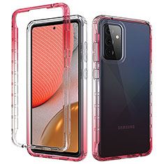 Ultra-thin Transparent Gel Gradient Soft Matte Finish Front and Back Case 360 Degrees Cover for Samsung Galaxy A72 5G Red