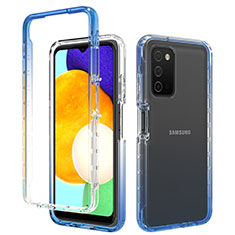 Ultra-thin Transparent Gel Gradient Soft Matte Finish Front and Back Case 360 Degrees Cover for Samsung Galaxy F02S SM-E025F Blue