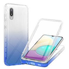 Ultra-thin Transparent Gel Gradient Soft Matte Finish Front and Back Case 360 Degrees Cover for Samsung Galaxy M02 Blue