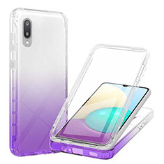 Ultra-thin Transparent Gel Gradient Soft Matte Finish Front and Back Case 360 Degrees Cover for Samsung Galaxy M02 Purple