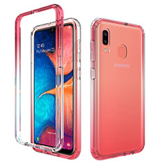 Ultra-thin Transparent Gel Gradient Soft Matte Finish Front and Back Case 360 Degrees Cover for Samsung Galaxy M10S Red