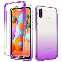 Ultra-thin Transparent Gel Gradient Soft Matte Finish Front and Back Case 360 Degrees Cover for Samsung Galaxy M11 Purple