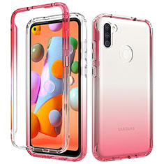 Ultra-thin Transparent Gel Gradient Soft Matte Finish Front and Back Case 360 Degrees Cover for Samsung Galaxy M11 Red