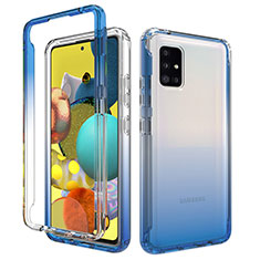 Ultra-thin Transparent Gel Gradient Soft Matte Finish Front and Back Case 360 Degrees Cover for Samsung Galaxy M40S Blue
