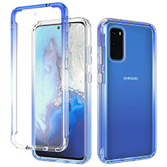 Ultra-thin Transparent Gel Gradient Soft Matte Finish Front and Back Case 360 Degrees Cover for Samsung Galaxy S20 5G Blue