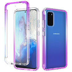 Ultra-thin Transparent Gel Gradient Soft Matte Finish Front and Back Case 360 Degrees Cover for Samsung Galaxy S20 Purple