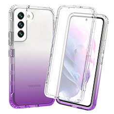 Ultra-thin Transparent Gel Gradient Soft Matte Finish Front and Back Case 360 Degrees Cover for Samsung Galaxy S21 5G Purple