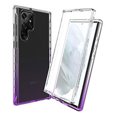 Ultra-thin Transparent Gel Gradient Soft Matte Finish Front and Back Case 360 Degrees Cover for Samsung Galaxy S22 Ultra 5G Purple