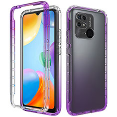 Ultra-thin Transparent Gel Gradient Soft Matte Finish Front and Back Case 360 Degrees Cover for Xiaomi Redmi 10C 4G Purple