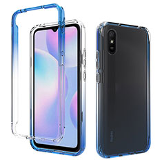 Ultra-thin Transparent Gel Gradient Soft Matte Finish Front and Back Case 360 Degrees Cover for Xiaomi Redmi 9A Blue