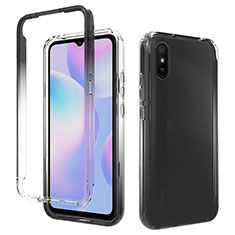 Ultra-thin Transparent Gel Gradient Soft Matte Finish Front and Back Case 360 Degrees Cover for Xiaomi Redmi 9A Dark Gray