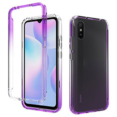 Ultra-thin Transparent Gel Gradient Soft Matte Finish Front and Back Case 360 Degrees Cover for Xiaomi Redmi 9A Purple