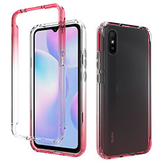 Ultra-thin Transparent Gel Gradient Soft Matte Finish Front and Back Case 360 Degrees Cover for Xiaomi Redmi 9A Red