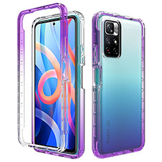 Ultra-thin Transparent Gel Gradient Soft Matte Finish Front and Back Case 360 Degrees Cover for Xiaomi Redmi Note 11S 5G Purple