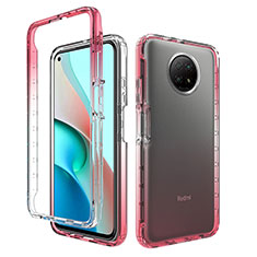Ultra-thin Transparent Gel Gradient Soft Matte Finish Front and Back Case 360 Degrees Cover for Xiaomi Redmi Note 9 5G Red