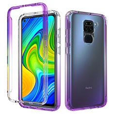 Ultra-thin Transparent Gel Gradient Soft Matte Finish Front and Back Case 360 Degrees Cover for Xiaomi Redmi Note 9 Purple