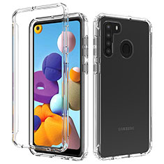 Ultra-thin Transparent Gel Gradient Soft Matte Finish Front and Back Case 360 Degrees Cover JX1 for Samsung Galaxy A21s Clear