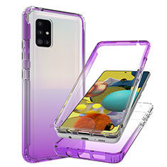 Ultra-thin Transparent Gel Gradient Soft Matte Finish Front and Back Case 360 Degrees Cover JX1 for Samsung Galaxy A51 4G Purple