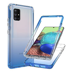 Ultra-thin Transparent Gel Gradient Soft Matte Finish Front and Back Case 360 Degrees Cover JX1 for Samsung Galaxy A71 4G A715 Blue