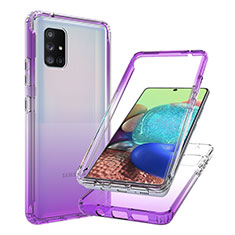 Ultra-thin Transparent Gel Gradient Soft Matte Finish Front and Back Case 360 Degrees Cover JX1 for Samsung Galaxy A71 5G Purple