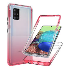 Ultra-thin Transparent Gel Gradient Soft Matte Finish Front and Back Case 360 Degrees Cover JX1 for Samsung Galaxy A71 5G Red