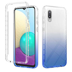 Ultra-thin Transparent Gel Gradient Soft Matte Finish Front and Back Case 360 Degrees Cover JX1 for Samsung Galaxy M02 Blue