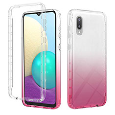 Ultra-thin Transparent Gel Gradient Soft Matte Finish Front and Back Case 360 Degrees Cover JX1 for Samsung Galaxy M02 Pink