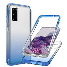 Ultra-thin Transparent Gel Gradient Soft Matte Finish Front and Back Case 360 Degrees Cover JX1 for Samsung Galaxy S20 Blue