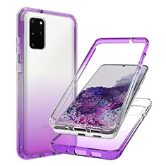 Ultra-thin Transparent Gel Gradient Soft Matte Finish Front and Back Case 360 Degrees Cover JX1 for Samsung Galaxy S20 Plus Purple