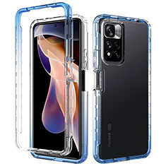 Ultra-thin Transparent Gel Gradient Soft Matte Finish Front and Back Case 360 Degrees Cover JX1 for Xiaomi Redmi Note 11 Pro+ Plus 5G Blue