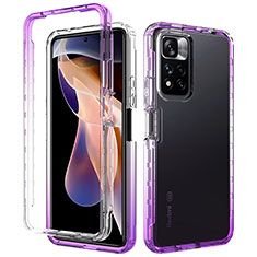 Ultra-thin Transparent Gel Gradient Soft Matte Finish Front and Back Case 360 Degrees Cover JX1 for Xiaomi Redmi Note 11 Pro+ Plus 5G Purple