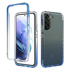 Ultra-thin Transparent Gel Gradient Soft Matte Finish Front and Back Case 360 Degrees Cover M01 for Samsung Galaxy S21 FE 5G Blue