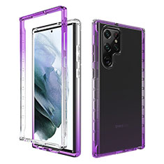 Ultra-thin Transparent Gel Gradient Soft Matte Finish Front and Back Case 360 Degrees Cover M01 for Samsung Galaxy S22 Ultra 5G Purple