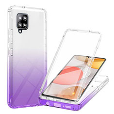 Ultra-thin Transparent Gel Gradient Soft Matte Finish Front and Back Case 360 Degrees Cover YB1 for Samsung Galaxy A42 5G Purple