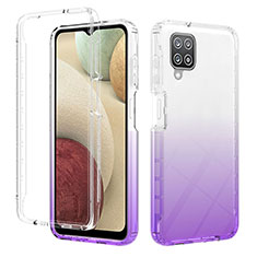 Ultra-thin Transparent Gel Gradient Soft Matte Finish Front and Back Case 360 Degrees Cover YB2 for Samsung Galaxy A12 Nacho Purple