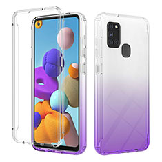 Ultra-thin Transparent Gel Gradient Soft Matte Finish Front and Back Case 360 Degrees Cover YB2 for Samsung Galaxy A21s Purple