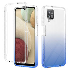 Ultra-thin Transparent Gel Gradient Soft Matte Finish Front and Back Case 360 Degrees Cover YB2 for Samsung Galaxy M12 Blue
